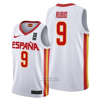 Maglia Espana Ricky Rubio #9 2019 FIBA Baketball USA Cup Bianco