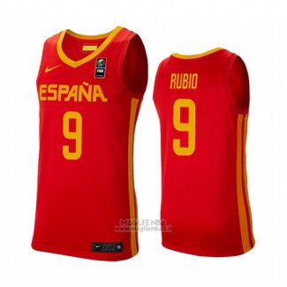Maglia Espana Ricky Rubio #9 2019 FIBA Baketball USA Cup Rosso