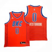 Maglia Oklahoma City Thunder Russell Westbrook #0 Statement 2021 Arancione