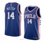 Maglia Philadelphia 76ers Shake Milton #14 Icon 2018 Blu