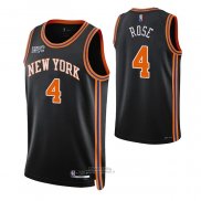 Maglia New York Knicks Derrick Rose #4 Citta 2021-22 Nero