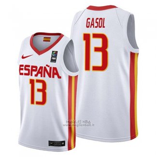 Maglia Espana Marc Gasol #13 2019 FIBA Baketball USA Cup Bianco