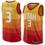 Maglia Utah Jazz Ricky Rubio #3 Citta 2017-18 Arancione