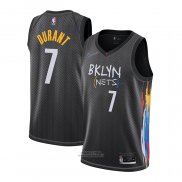 Maglia Brooklyn Nets Kevin Durant #7 Citta 2020-21 Nero