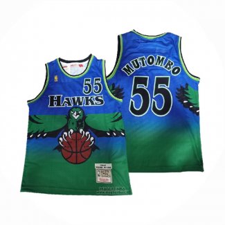 Maglia Atlanta Hawks Dikembe Mutombo #55 Mitchell & Ness 1996-97 Verde