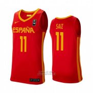 Maglia Espana Sebas Saiz #11 2019 FIBA Baketball USA Cup Rosso