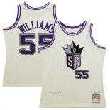 Maglia Sacramento Kings Jason Williams #55 Mitchell & Ness Chainstitch Crema