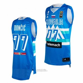 Maglia Slovenia Luka Doncic #77 Tokyo 2021 Blu