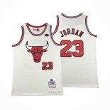 Maglia Chicago Bulls Michael Jordan #23 Mitchell & Ness Chainstitch Crema