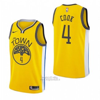 Maglia Golden State Warriors Quinn Cook #4 Earned 2018-19 Giallo