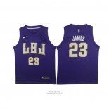 Maglia LBJ Los Angeles Lakers Lebron James #23 Viola