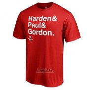 Maglia Manica Corta Houston Rockets Rosso James Harden & Chris Paul & Eric Gordon