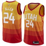 Magliason Utah Jazz Grigioson Allen #24 Citta 2018 Giallo