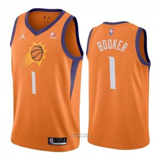 Maglia Phoenix Suns Devin Booker #1 Statement 2021 Arancione