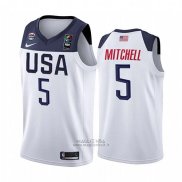 Maglia Usa Donovan Mitchell #5 2019 FIBA Basketball USA Cup Bianco