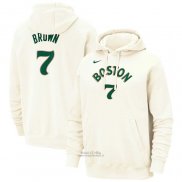 Felpa con Cappuccio Boston Celtics Jaylen Brown Citta 2023-24 Crema