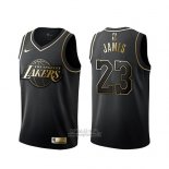 Maglia Golden Edition Los Angeles Lakers Lebron James #23 Nero