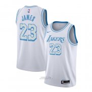 Maglia Los Angeles Lakers Lebron James #23 Citta 2020-21 Bianco