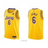 Maglia Los Angeles Lakers LeBron James #6 75th Anniversary 2021-22 Giallo