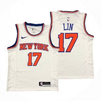 Maglia New York Knicks Jeremy Lin #17 Association Bianco