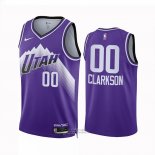 Maglia Utah Jazz Jordan Clarkson #00 Citta 2023-24 Viola
