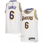 Maglia Bambino Los Angeles Lakers LeBron James #6 Association 2022-23 Bianco