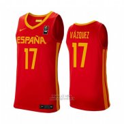 Maglia Espana Fran Vazquez #17 2019 FIBA Baketball USA Cup Rosso