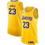 Maglia Los Angeles Lakers LeBron James #23 Icon Autentico Giallo