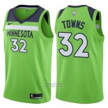 Maglia Minnesota Timberwolves Karl-Anthony Towns #32 Statement 2017-18 Verde