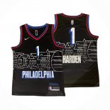 Maglia Philadelphia 76ers James Harden #1 Citta 2020-21 Nero