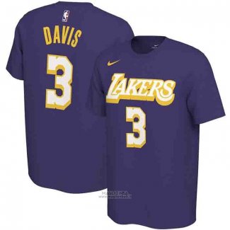 Maglia Manica Corta Anthony Davis Los Angeles Lakers Viola 2019-20 Citta