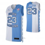Maglia NCAA North Carolina Tar Heels Michael Jordan #23 Split Blu Bianco